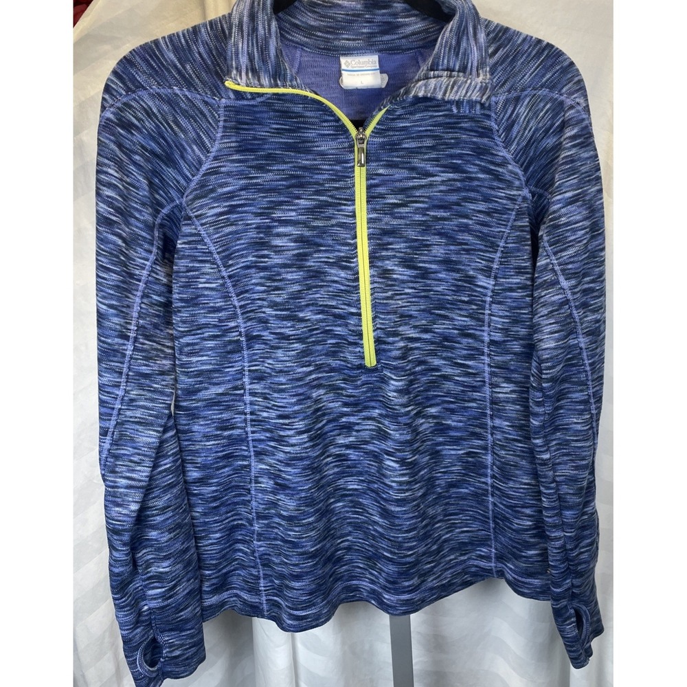 Columbia Womens Jacket Athletic Comfort Large 1/4 Zip Warm Blue Outdoors Stretch